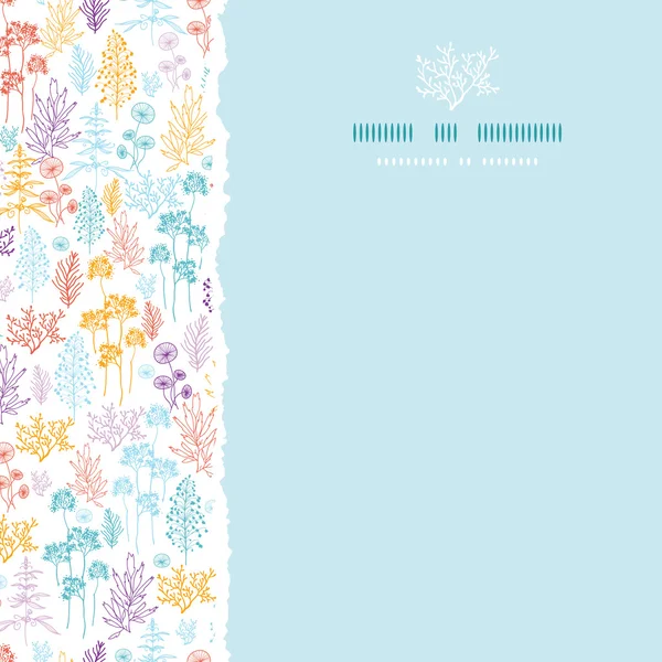 七彩花朵和植物平方米撕下无缝图案背景 — 图库矢量图片