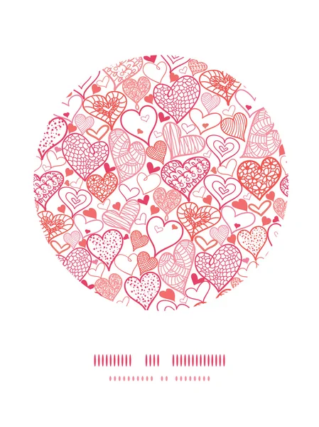 Romantische Doodle Herzen Kreis Dekor Muster Hintergrund — Stockvektor