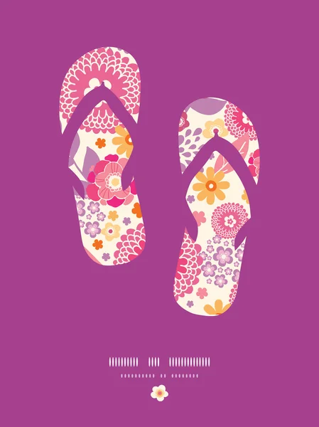 Chaud été plantes flip flops motif fond — Image vectorielle