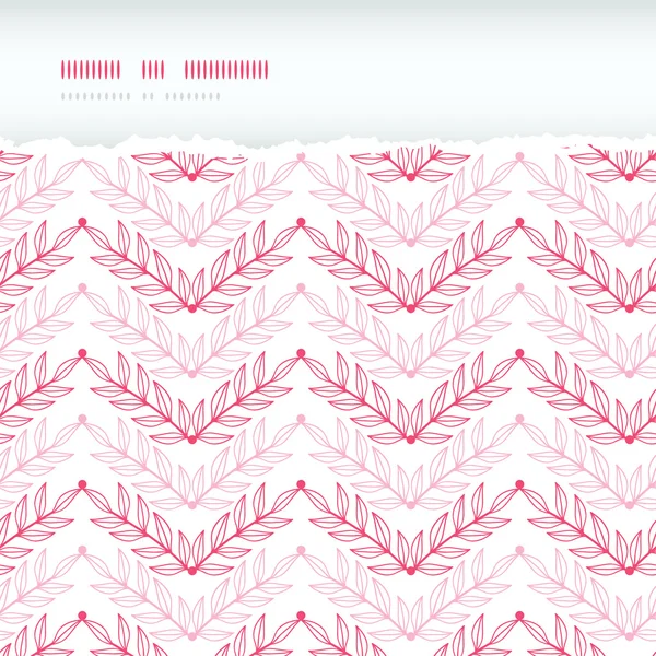 Pink lineart leaves chevron horizontal torn seamless pattern background — Stock Vector