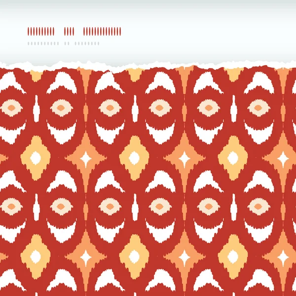 Rosso e oro ikat cornice geometrica orizzontale strappato senza cuciture modello di sfondo — Vettoriale Stock