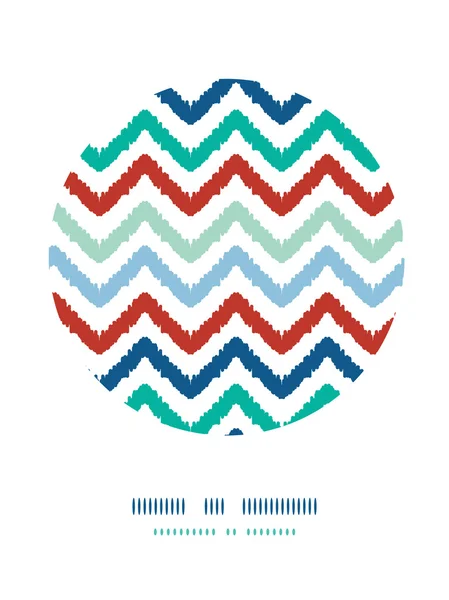 Colorful ikat chevron frame circle decor pattern background — Stock Vector