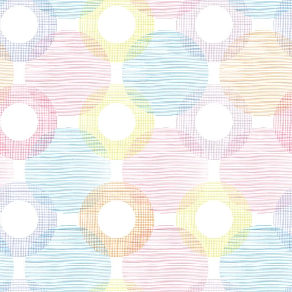 Colorful textile circles seamless patter background border — Stock Vector