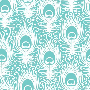 yumuşak tavus kuşu tüyü Dikişsiz desen arka plan vektör