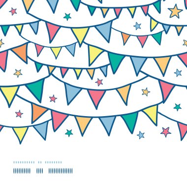 Colorful doodle bunting flags horizontal seamless pattern background clipart