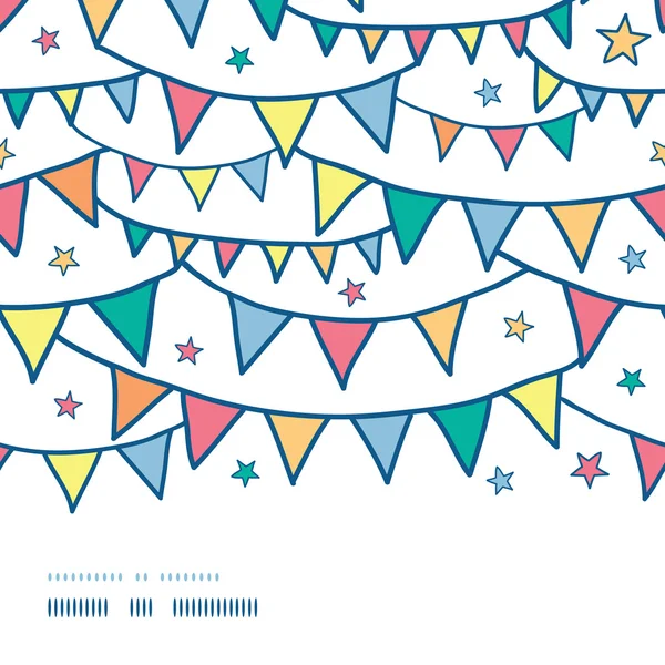 Colorful doodle bunting flags horizontal seamless pattern background — Stock Vector