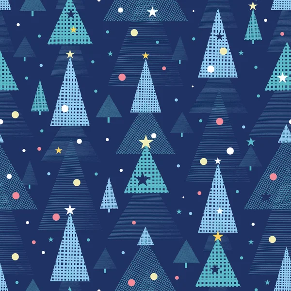 Abstract holiday Christmas trees seamless pattern background — Stock Vector