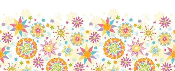 Colorful Christmas Stars Horizontal Seamless Pattern Background — Stock Vector