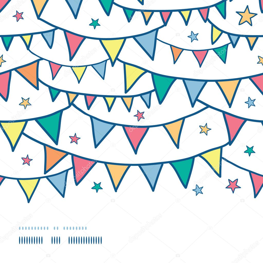 Colorful doodle bunting flags horizontal seamless pattern background