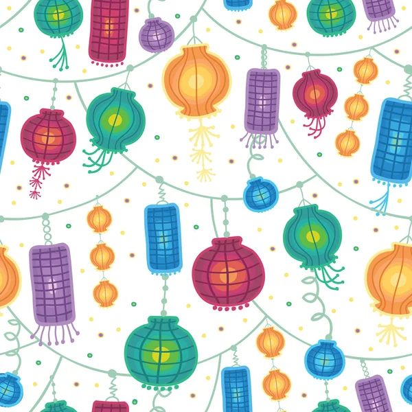 Holiday lanterns seamless pattern background — Stock Vector