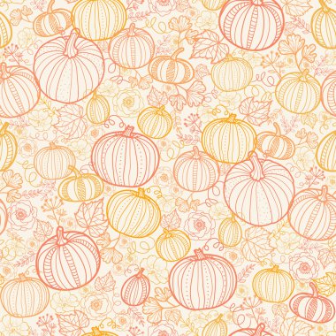 Thanksgiving line art pumkins seamless pattern background