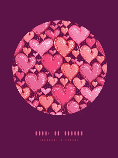 赤いバレンタインの心円の装飾パターン背景 — ストックベクタ