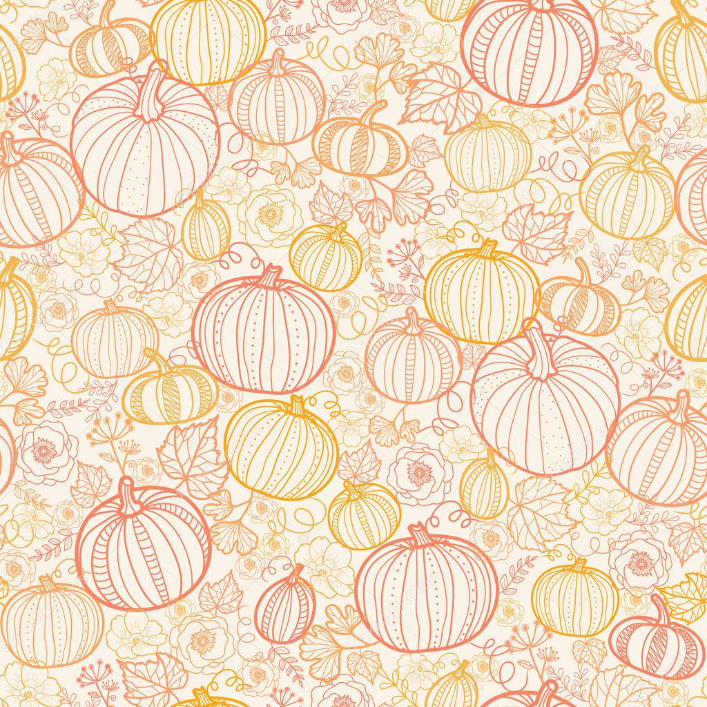Thanksgiving line art pumkins seamless pattern background