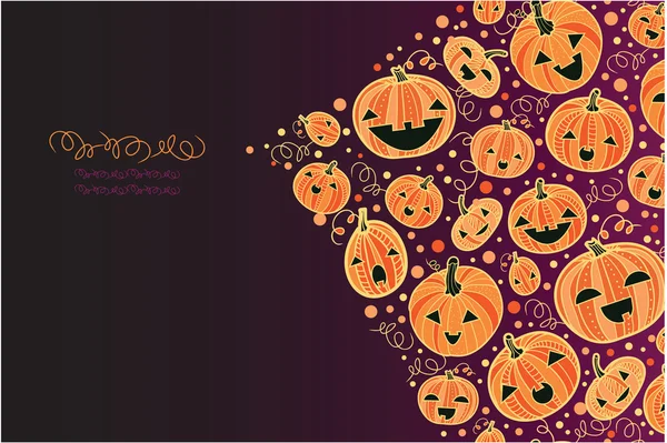 Halloween pumpkins corner decor background — Stock Vector