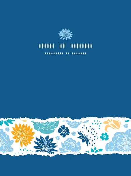 Siluetas de flores azules y amarillas rasgadas fondo de patrón sin costura vertical — Vector de stock