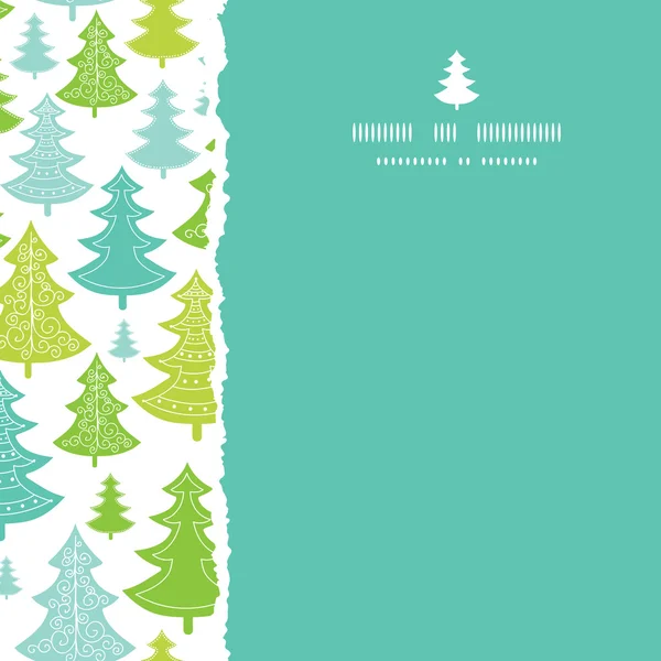 假日圣诞树木被撕毁的方形无缝图案背景 — 图库矢量图片