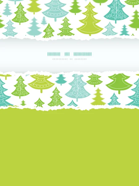 Arbres de Noël vacances vertical déchiré cadre sans couture motif arrière-plan — Image vectorielle