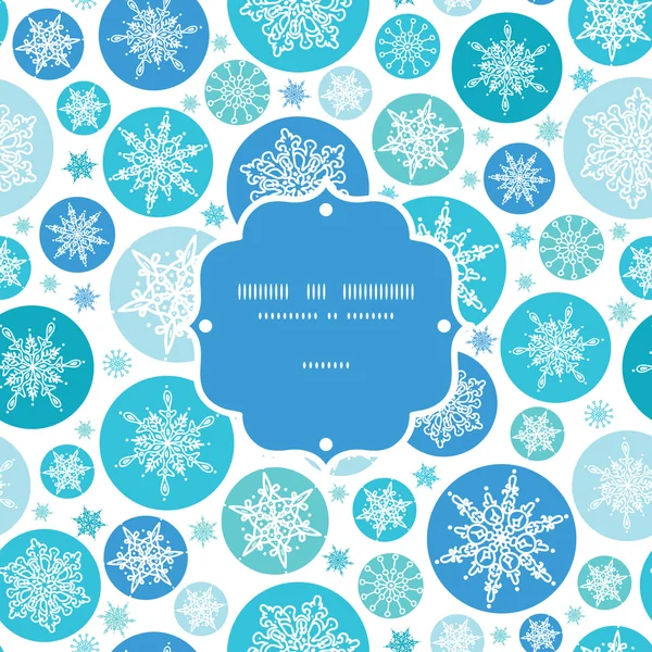 Round Snowflakes Frame Seamless Pattern Background — Stock Vector
