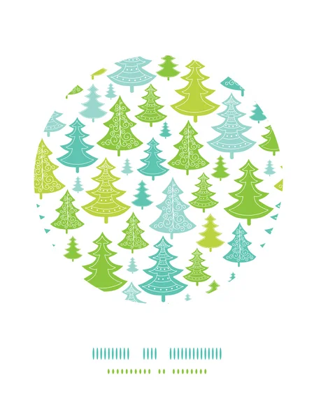Holiday Christmas trees circle decor pattern background — Stock Vector