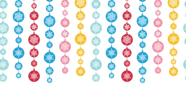 Coloridos copos de nieve rayas horizontal sin costura patrón de fondo — Vector de stock