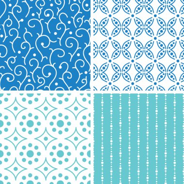 dört doodle motifleri Dikişsiz desen set soyut