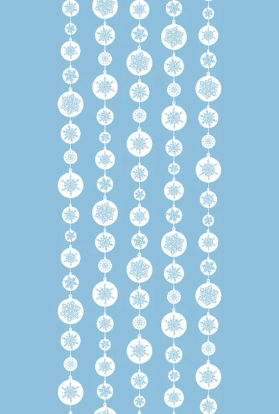 Blue and White Snowflakes Stripes Vertical Seamless Pattern Background — Stock Vector