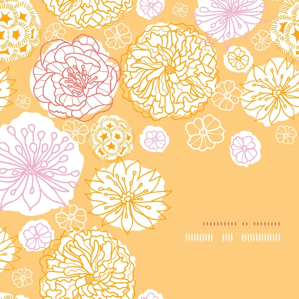 Día cálido flores esquina marco patrón fondo — Archivo Imágenes Vectoriales
