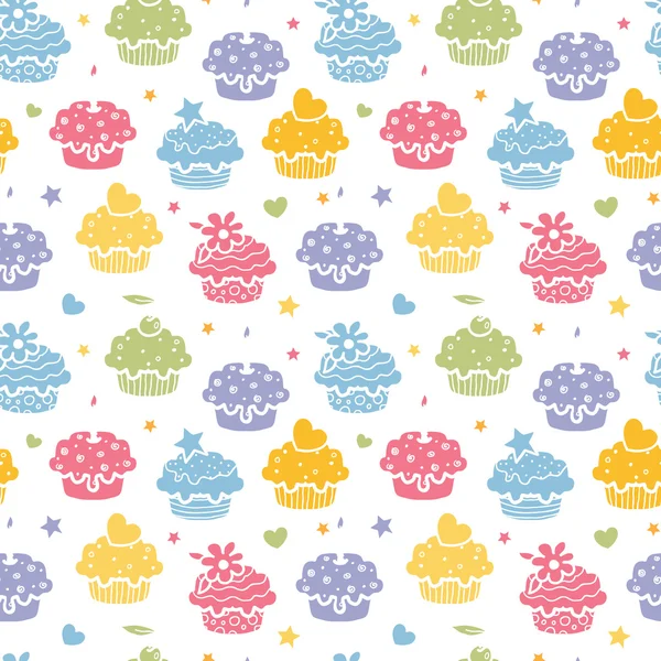 Kleurrijke cupcake partij naadloze patroon achtergrond — Stockvector