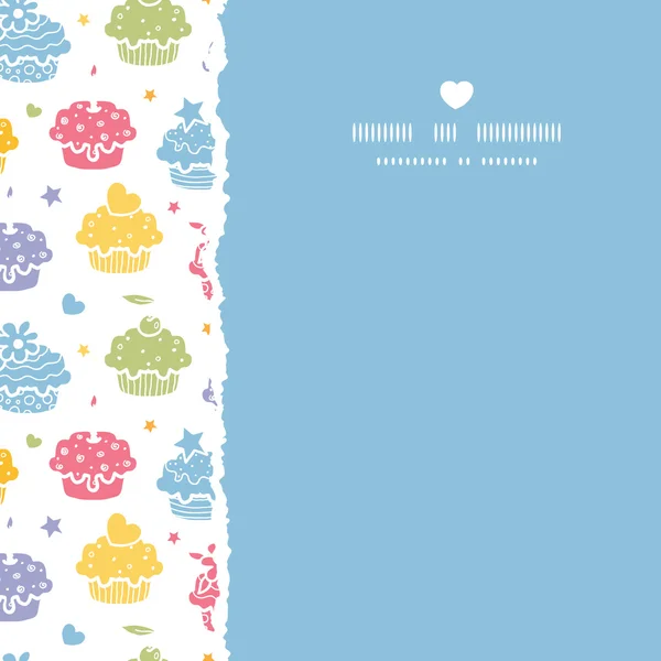 Colorful cupcake party square torn seamless pattern background — Stok Vektör