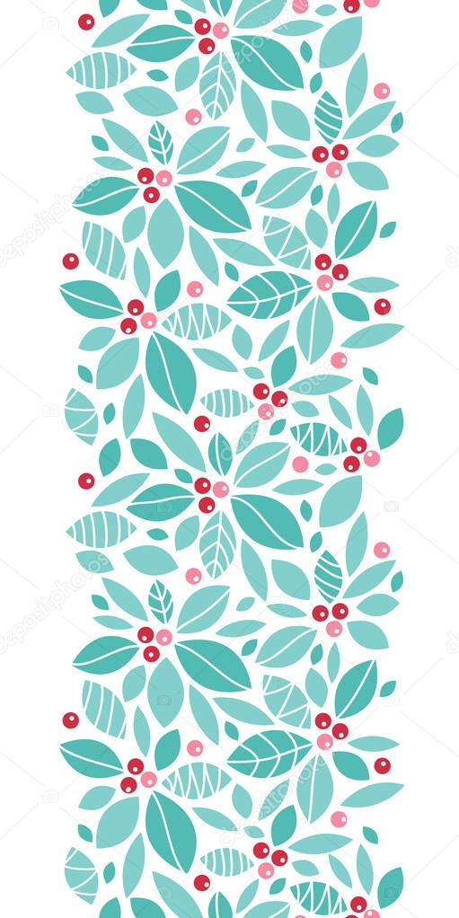 Christmas holly berries vertical seamless pattern background