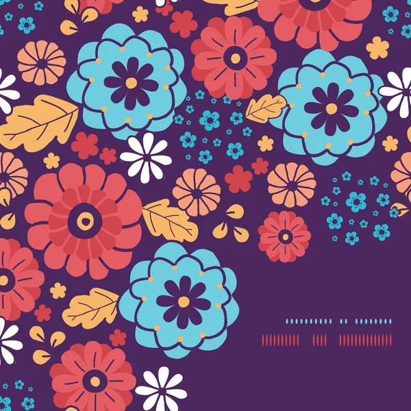 カラフルな花束の花フレームのコーナー パターン背景 — ストックベクタ