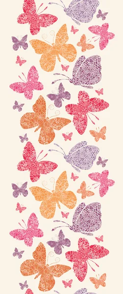 Floral butterflies vertical seamless pattern background — Stock Vector