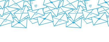 Postal letters envelopes line art horizontal seamless pattern background border