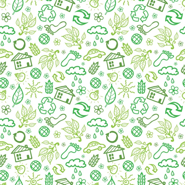 Symboles écologiques fond de motif sans couture — Image vectorielle