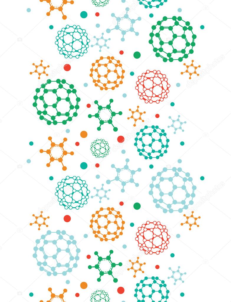 Colorful molecules vertical seamless pattern background