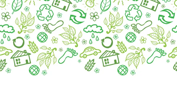 Ecology symbols horizontal seamless pattern background border