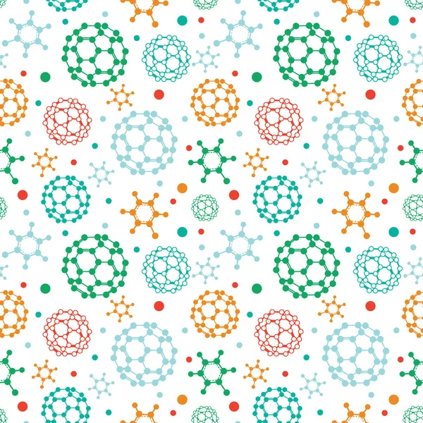 Moléculas coloridas sem costura fundo padrão — Vetor de Stock