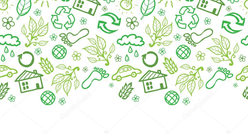 Ecology symbols horizontal seamless pattern background border