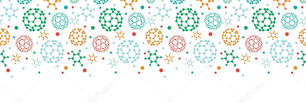 Colorful molecules horizontal seamless pattern background