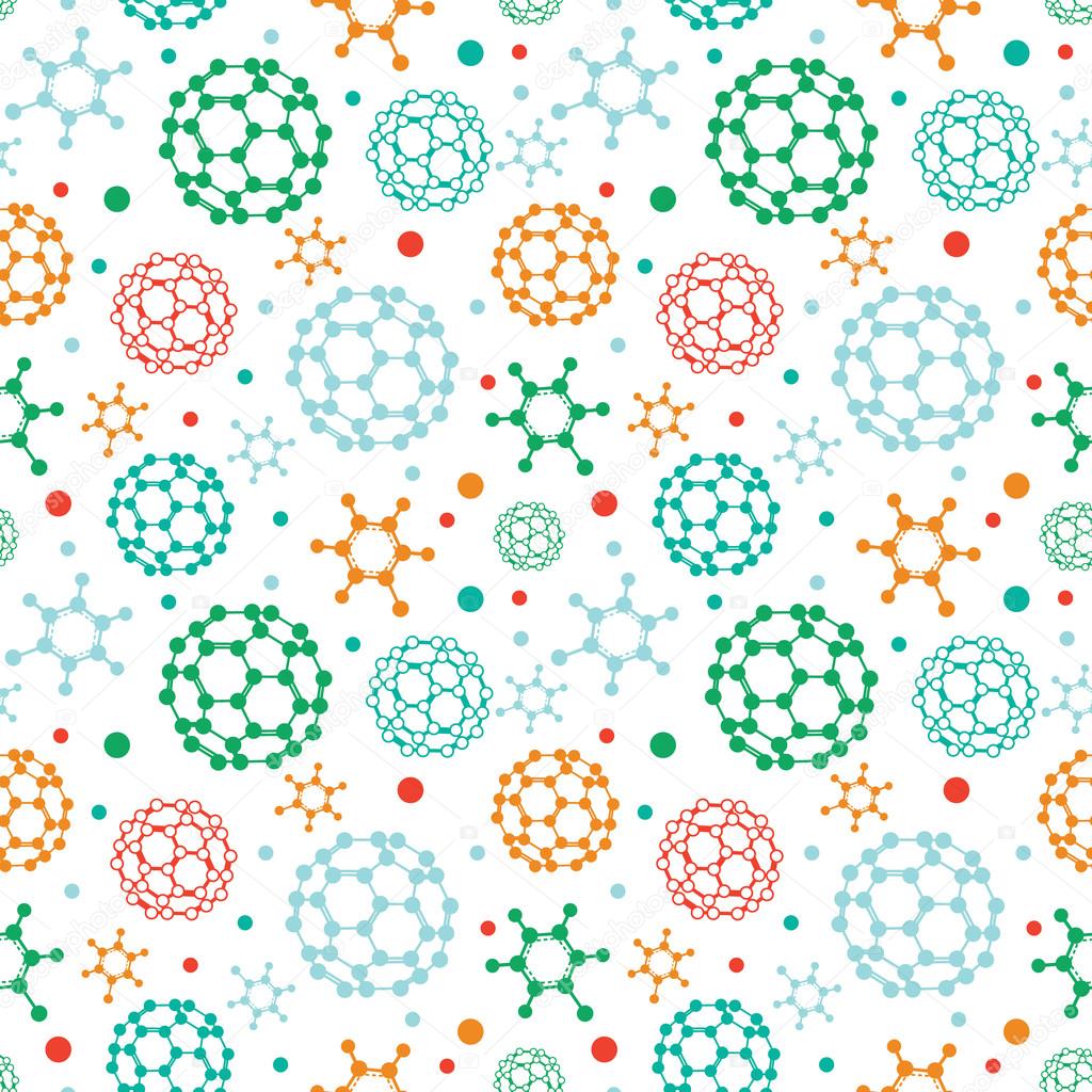 Colorful molecules seamless pattern background