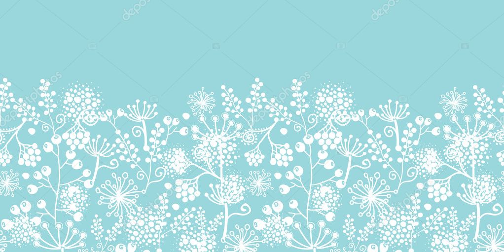 Blue and white lace garden plants horizontal seamless pattern background