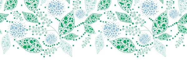 抽象的蓝色和绿色叶片水平无缝图案背景 — 图库矢量图片