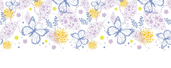Mariposa jardín horizontal sin costura patrón de fondo — Vector de stock