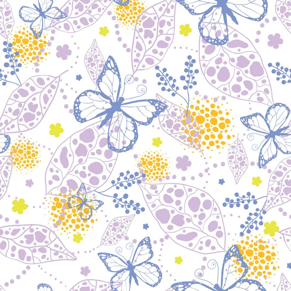 Butterfly garden seamless pattern background — Stock Vector