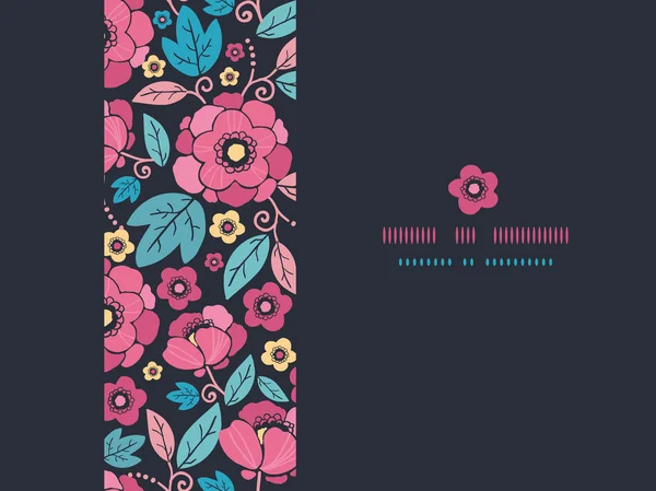 Night Kimono Blossom Horizontal Frame Seamless Pattern Background — Stock Vector