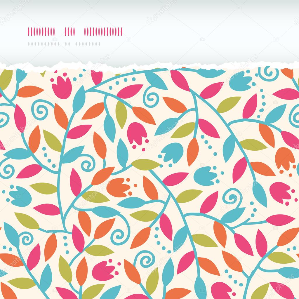 Colorful Branches Horizontal Torn Frame Seamless Pattern Background
