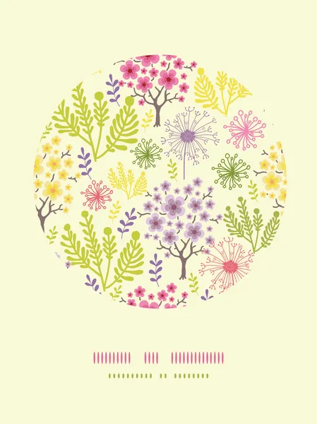Arbres en fleurs cercle décor motif fond — Image vectorielle