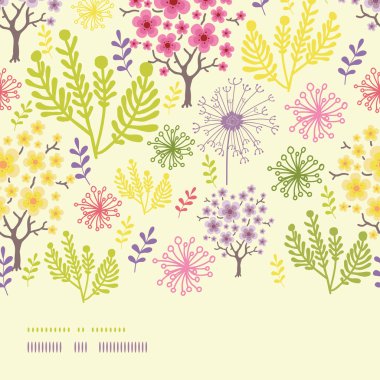 Yeni gelişen ağaçlar yatay kenarlık Dikişsiz desen arka plan