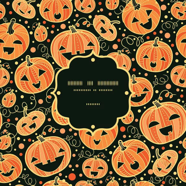 Halloween pumpkins frame seamless pattern background — Stock Vector