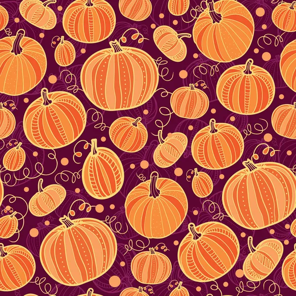 Calabazas de Acción de Gracias sin costura patrón de fondo — Vector de stock